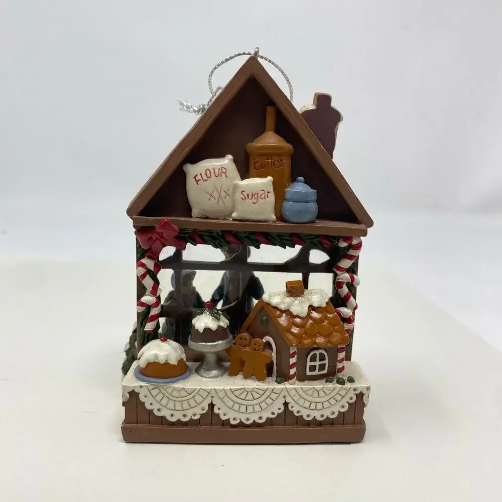 Confectioner bakery shop window Christmas ornament peek a boo children puppy